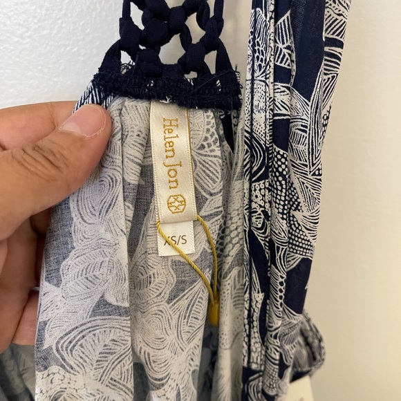 Helen Jon Island Sol Sleeveless Kimono Dress Navy Size Small - Picture 6 of 6